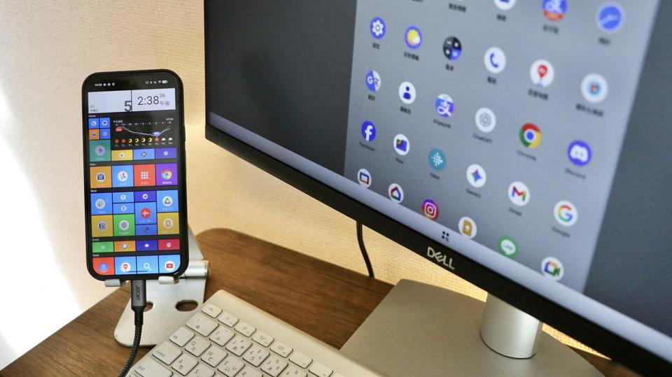 デスクトップモード、登場, Pixel、モニターにつないでみた, 思いのほか色々できました, ただ、使いやすいかはまた別の話, ちょっとした作業ならPC不要かも