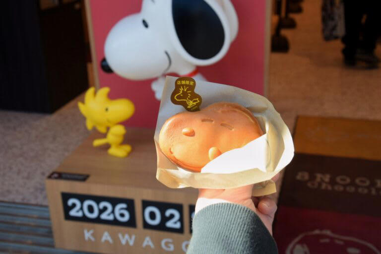 エース大松「やきとり」200円, 近江屋長兵衛商店「おからドーナツ」90円, 大手前「コロッケ」130円, 河村屋川越店「きゅうりの一本漬け うめ」250円, SNOOPY Village 川越店「スヌーピーやき」350円, 川越チーズケーキ「川越チーズケーキ」＆「川越バスクチーズケーキ」各500円, 川越はワンコインでも大満足！