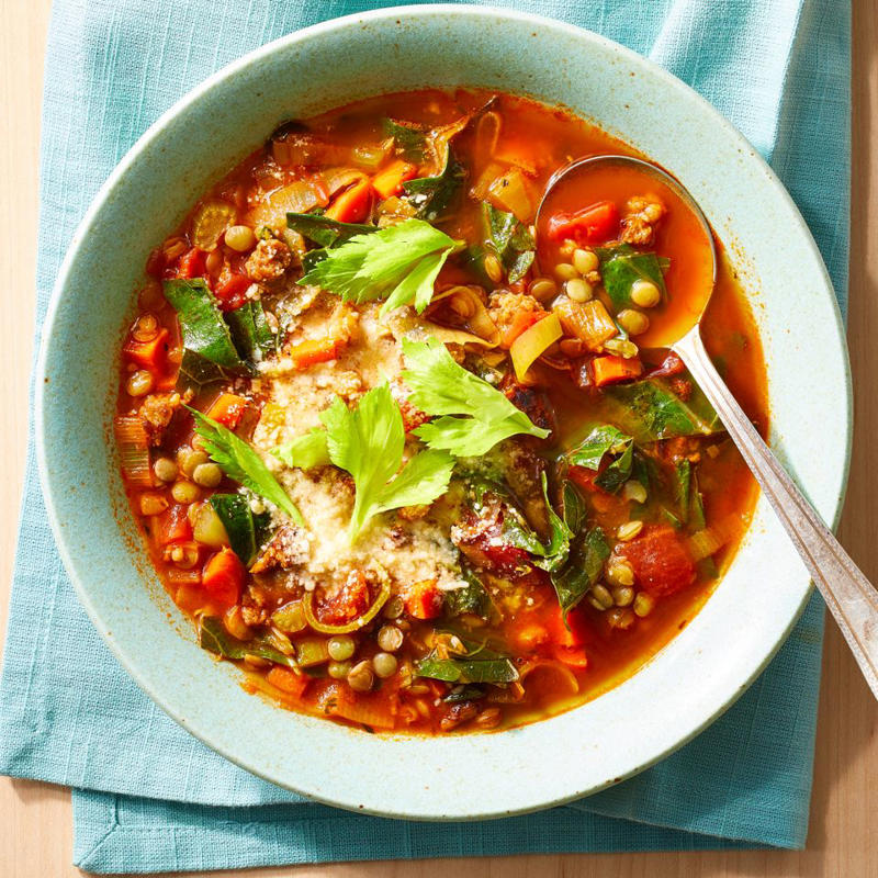 Roasted Squash &amp; Lentil Kale Salad, Marry Me Lentils, Lemony Lentil &amp; Cauliflower Cup Soup, High-Protein Butternut Squash &amp; Lentil Soup, Harira (Moroccan Tomato, Lentil &amp; Beef Soup), Braised Black Lentil &amp; Quinoa Bowls, Sausage &amp; Lentil Soup, Lemony Lentil &amp; Chard Soup, Air-Fryer Stuffed Potatoes with Lentil Stew, One-Pot Lentils &amp; Rice with Spinach, Koshari (Egyptian Lentils, Rice &amp; Pasta), Daal Tarka (Spiced Lentils), Roasted Root Veggies &amp; Greens over Spiced Lentils, Squash &amp; Red Lentil Curry, Instant Pot Lentil Soup, Slow-Cooker Creamy Lentil Soup Freezer Pack