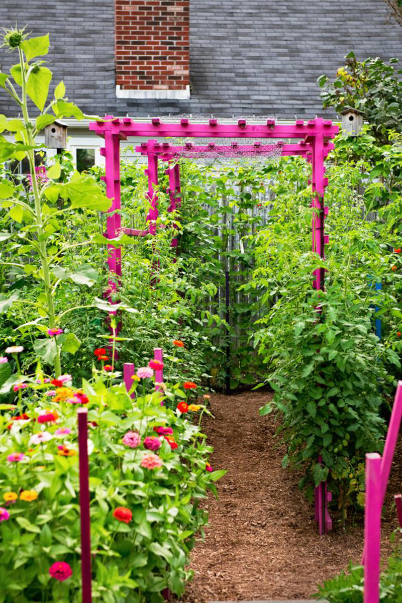 Make It Multi-Functional, Place a Series of Archways, Utilize an A-Frame, Be Bold with Color, Create Visual Anchors, Experiment with Shape, Opt for a Slim Profile, Let Container Edibles Climb, String Up a Support, Design a Bamboo Grid, Make It Industrial Strength, Create a Cohesive Statement, Go Rustic, Mix It Up