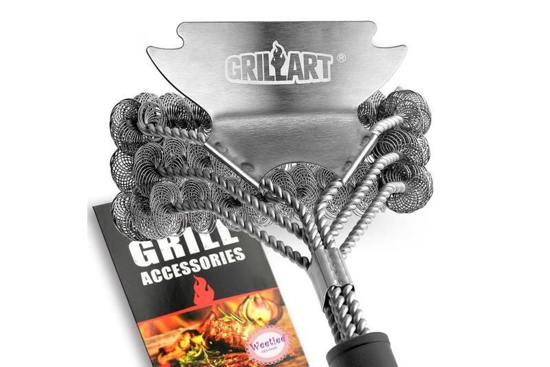 Grillart Grill Brush and Scraper, Aweasroy 4-Piece Grill-Cleaning Brick Set, Scrub Daddy BBQ Daddy Grill Brush, Grillart SteamWizards Grill Brush, Cuisinart Triple Coil Brush, BBQ-Aid Bristle-Free Grill Brush, Grillart SteamWizards StelFyber Grill Brush