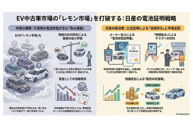 EV市場の弱点は電池の見えなさ, メーカー自らが証明するという異例, 千葉スタートの裏にある狙い, テスラとの差別化軸, 中央銀行モデルという視点, 標準化か囲い込みかの選択