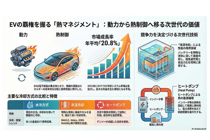 EVに大規模な冷却が必要な理由, 次世代の「液浸冷却」, 冷却だけでなく加熱も重要, 熱を制する者が勝つ時代