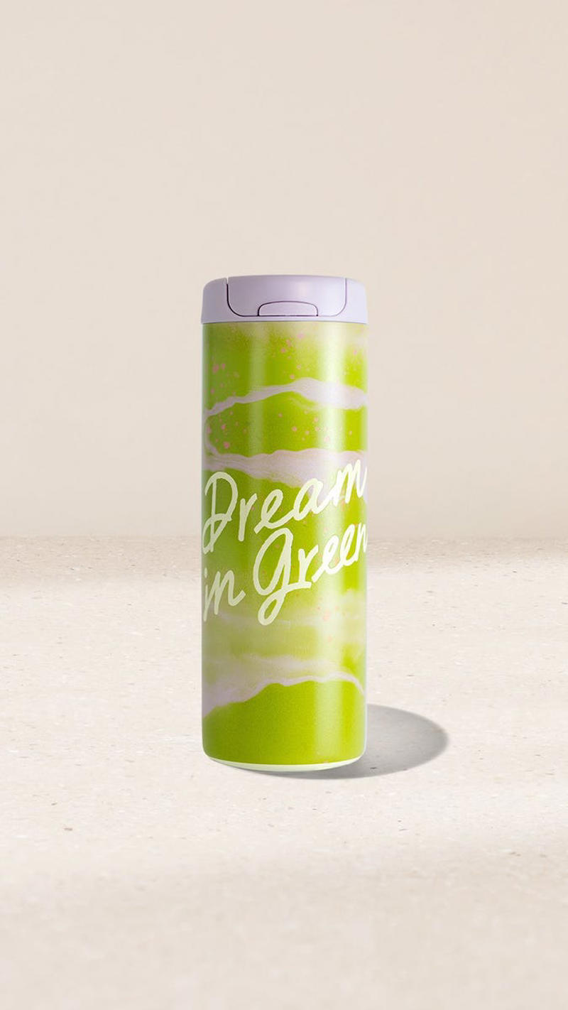 Matcha Splatter Mug, Matcha Glass Cold Cup, Rippled Glass Cup, Rippled Matcha Mug, Botanical Glass Mug, Botanical Stainless Steel Cold Cup, Dream in Green Tumbler