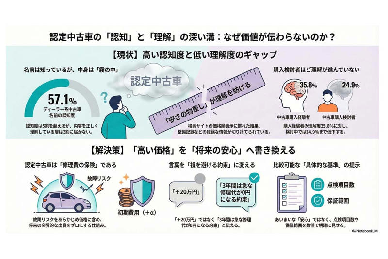 認定中古車が理解されない理由, 認定中古車の正体, 現状維持への固執, 翻訳されない価値, 行動変容の手がかり