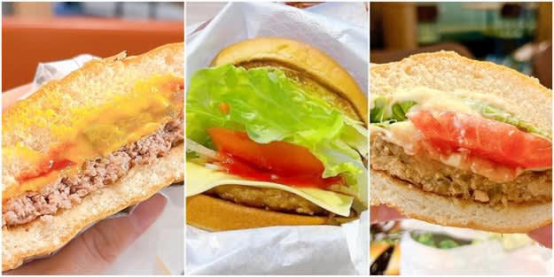 バーガーキングとモスバーガーでは、カロリー控えめな「モーニングメニュー」を販売中です。, 1.バーガーキング「チーズバーガーコンビ」, ビーフパティは炭火の香ばしさが感じられます。, ソースの酸味がクセになる！, 2.モスバーガー「モーニング野菜チーズバーガー」, お肉と野菜のバランスがばつぐん！, どの野菜もみずみずしくて感動します。, 3.モスバーガー「ソイモーニング野菜チーズバーガー」, ソイパティは、“大豆っぽさ”がなくて食べやすい。, フレッシュな野菜も存在感ばつぐんです。