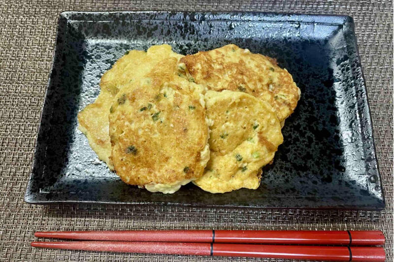 ■「豆腐のお焼き」の材料, ■まな板も包丁もいらないお手軽レシピ, ■生地がゆるめなので丁寧に焼く, ■味しっかりめで、おつまみに最高