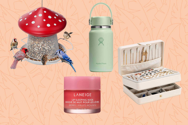 The Best Editor-Loved Easter Gifts for Adults, Emily Lex Studio Flowers Watercolor Workbook, King Arthur Baking Company Baker’s Dough Whisk, Iwntwy Mushroom Bird Feeder, Burpee Wildflowers Pollinator Seed Mix, Laneige Berry Sleeping Lip Mask, HydroFlask Micro Bottle, Peripera Mood Glowy Tint, Grace &amp; Stella 24-Pack Gold Undereye Bags, Bonne Maman Preserves Sampler, Capri Blue Volcano Fragrance Oil, The Ordinary Matrixyl 10% Hyaluronic Acid, Abbott Collection Mini Flamingo Planter, Modengkongjian Jewelry Organizer Box, Mane Ready Knot Detangling Brush