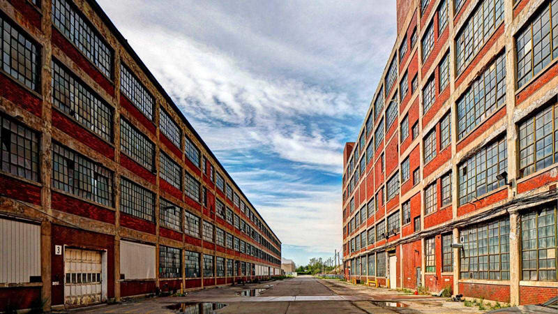 Packard Automotive Plant , Fisher Body Plant 21 , Highland Park Ford Plant , Michigan Central Station , American Motors Detroit Plant