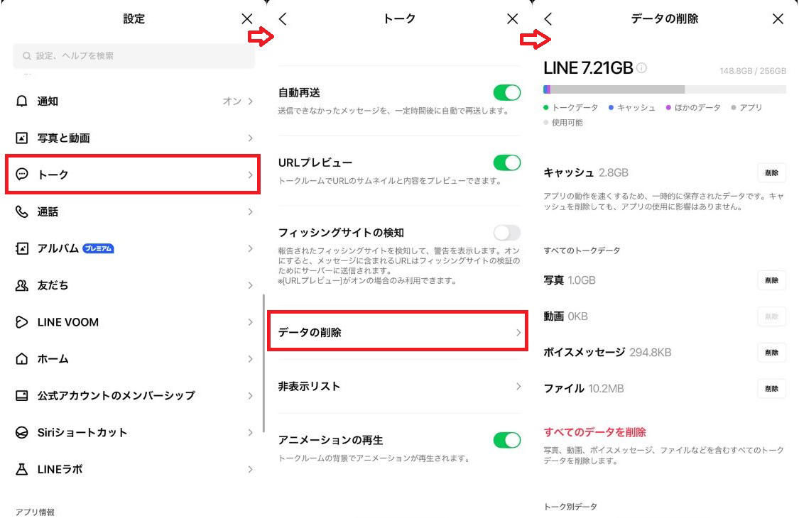 なぜ重い？ 容量を圧迫するのは「写真・動画」や「キャッシュ」, LINEの容量を減らす前に！ iPhone・Android別の現在の容量確認手順, キャッシュを削除してもトーク履歴やアルバムは消えないから安心, 設定アプリから一発！ キャッシュの削除手順, LINEの容量を減らす！ トークを削除するやり方（容量が大きい順に整理）, トークや写真を削除する前の注意点！ 残したい写真はノートやアルバムへ, 不要になったスタンプや着せかえデータの削除, 実行前に必須！ iCloud等へのトーク履歴バックアップ設定, アカウント情報（電話番号・パスワード）の登録確認, LINEアプリの再インストール手順, iCloudのLINE容量を減らすことはできる？ バックアップデータの管理, トークやキャッシュを削除すると相手にバレる？