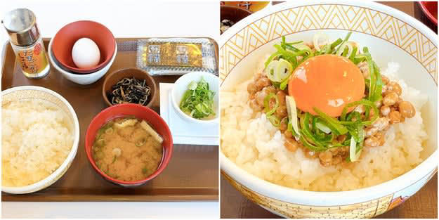 すき家では、400円以下で食べられる「コスパばつぐん朝食」を販売中です。, 朝ごはんらしい定番メニューです。, たまごは濃厚な味わいがクセになる。, 納豆とネギのシャキシャキ感もたまりません。, 焼きのりとも相性ばつぐん！, 小鉢とお味噌汁は、口の中をさっぱりさせてくれる存在。, サクッと食べて元気になれる朝食です。, 朝食なら、松屋の「豚汁朝定食」もおすすめです。, 豚汁には具材が9種類も入っています。