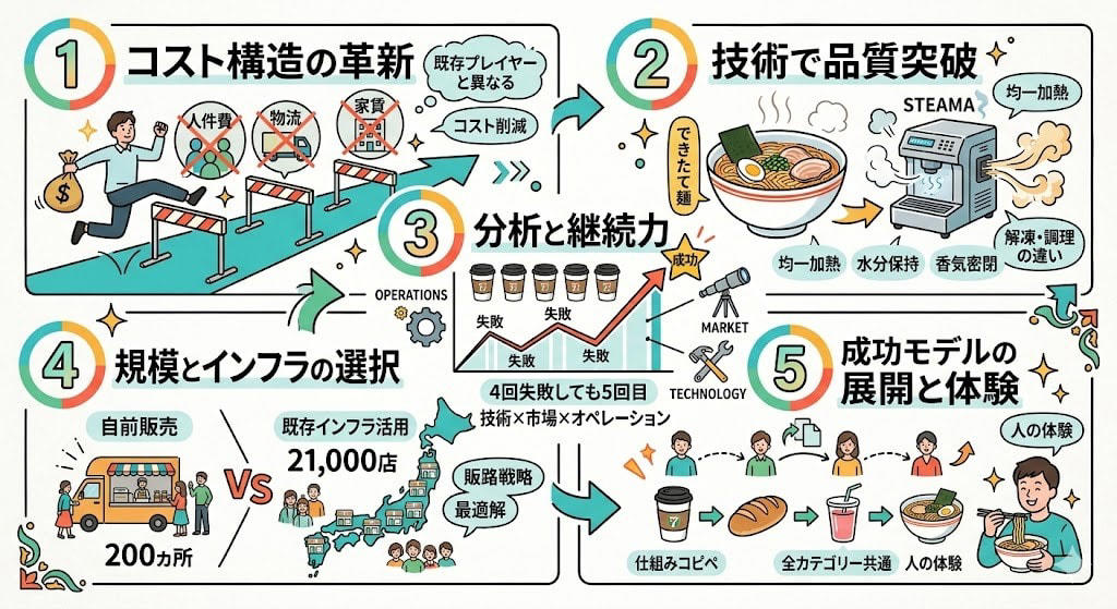 この記事で学べること, 蓋を開けた瞬間、ラーメン屋の匂いがした, なぜ680円で外食レベルが出せるのか。「3大コストスキップ」, これ「解凍」やない。「調理」してる, セブンカフェが30年かけて証明したこと, もう1つの挑戦者。冷凍ラーメン自販機との「100倍の差」, セブンの勝ちパターン：「常識」を壊して、仕組みをコピペする, まとめ：セブンの「できたて麺」から盗める5つのこと
