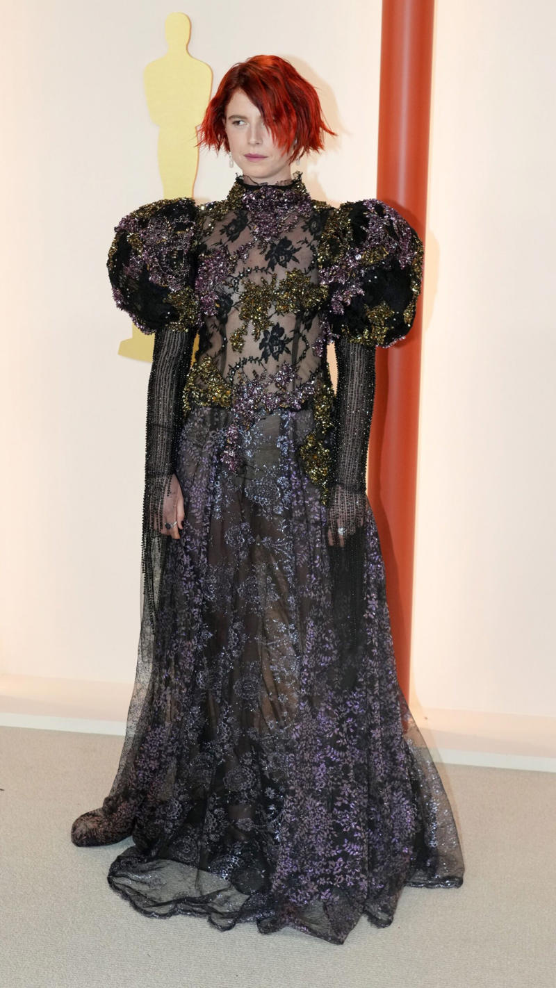 Ariana Grande in Schiaparelli Couture and De Beers Jewellery , Zoe Saldaña in Custom Saint Laurent and Cartier High Jewellery , Margaret Qualley in Chanel , Selena Gomez in Ralph Lauren and Bvlgari High Jewellery , Elle Fanning in Sarah Burton For Givenchy and Cartier Jewellery , Quannah Chasinghorse in Red Berry Woman , Jennifer Lawrence in Dior , Danai Gurira in Jason Wu and Messika , Jessie Buckley in Rodarte , Zendaya in Custom Valentino , Janelle Monáe in Ralph Lauren , Gemma Chan in Valentino , Saoirse Ronan in Calvin Klein , Margot Robbie in Chanel , Ruth Negga in Valentino , Zendaya, Vivienne Westwood , Cate Blanchett in Armani Privé , Lupita Nyong’o in Prada , Jennifer Lawrence in Christian Dior , Anne Hathaway in Valentino , Diane Kruger in Chanel , Sarah Jessica Parker in Chanel , Marion Cotillard in Jean Paul Gaultier , Penélope Cruz in Atelier Versace , Gwyneth Paltrow in Zac Posen , Michelle Williams in Vera Wang , Hilary Swank in Guy Laroche , Charlize Theron in Gucci , Angelina Jolie in Marc Bouwer , Jennifer Lopez in Valentino , Halle Berry in Elie Saab , Björk in Marjan Pejoski , Renée Zellweger in vintage Jean Dessès , Gwyneth Paltrow in Ralph Lauren , Sharon Stone in Gap and Vera Wang , Cher in Bob Mackie , Courtney Love in Versace , Nicole Kidman in John Galliano for Christian Dior , Winona Ryder in Chanel , Kate Winslet in Vivienne Westwood , Claudia Schiffer in Versace , Winona Ryder in Badgley Mischka , Cindy Crawford in Hervé Léger , Juliette Lewis in vintage gown , Martha Plimpton in vintage gown , Jamie Lee Curtis in Marlene Dietrich vintage , Farrah Fawcett in Stephen Burrow , Cher in Bob Mackie , Elizabeth Taylor in Edith Head , Barbra Streisand in Arnold Scaasi , Grace Kelly in Edith Head