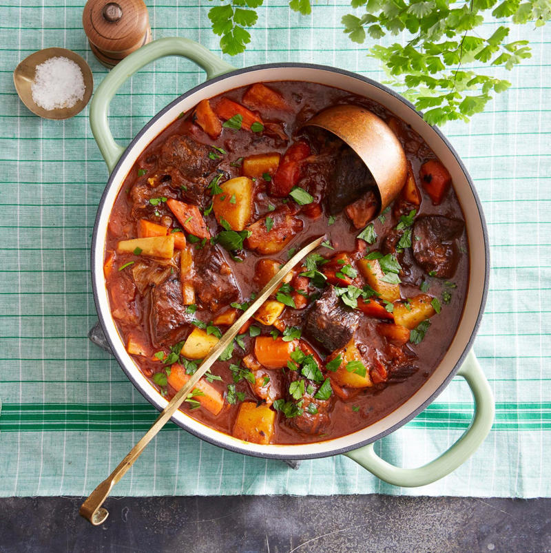 Clover Whiskey Sour, Guinness Beef Stew, Shamrock Soda Bread, Fudgy Stout Brownies