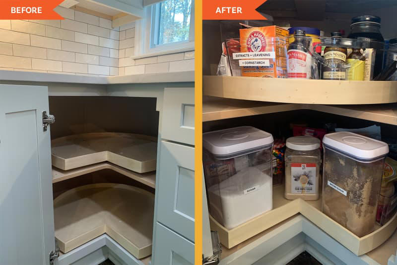 Collectors Hold! The Museum Putty, Non-Skid Grip Shelf Liner Drawer, OXO Good Grips Airtight POP Medium Cereal Dispenser (3.4 Qt), The Home Edit By iDesign Stacking Pantry Bin, Madesmart Expandable Pantry Shelf &amp; Spice Organizer, iDesign Lazy Susan Cabinet Bin