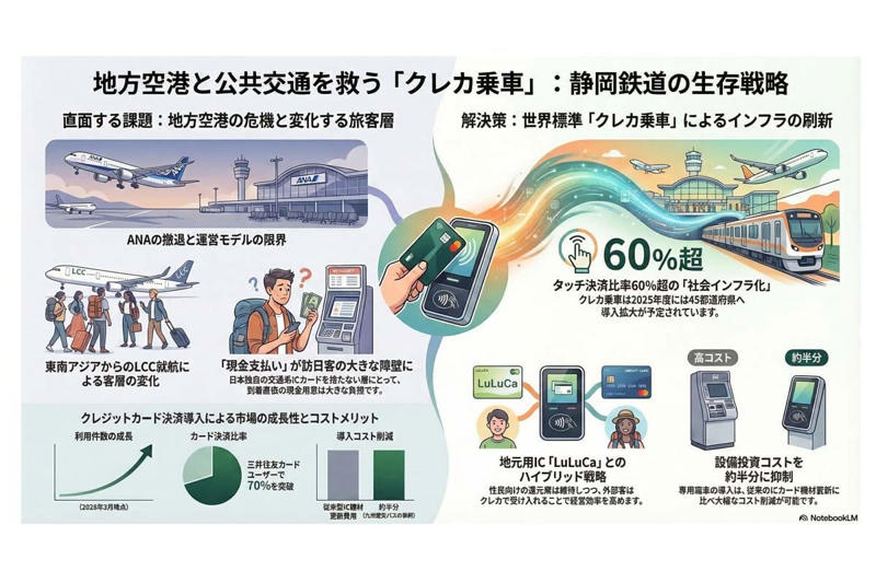クレジットカード決済の影響, 静岡鉄道の中核的インフラ, 富士山静岡空港の方向性転換, 地域ICカードとの共存, デジタル化による地域活性化