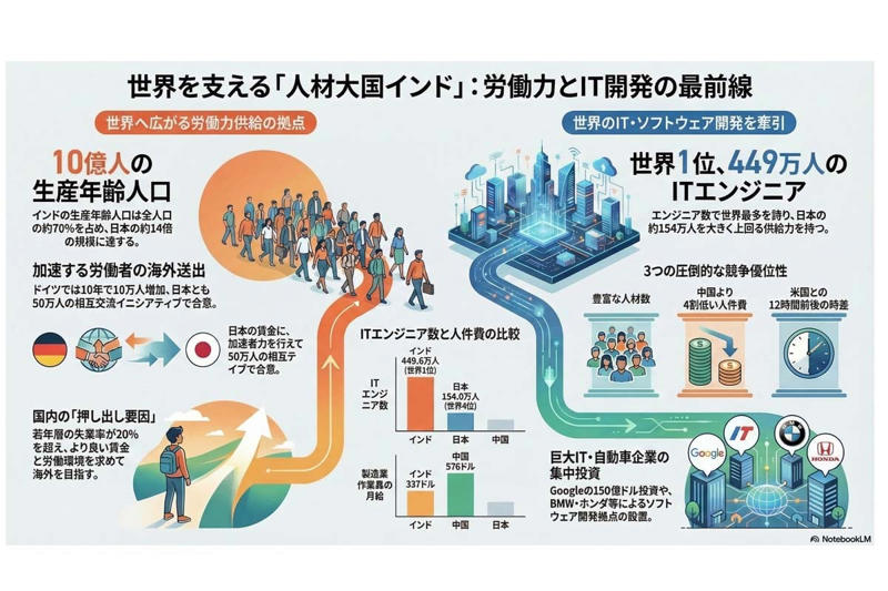 巨大な生産年齢人口, 若年層の高い失業率, IT企業の大型投資拡大, 低コスト人材が生む競争優位