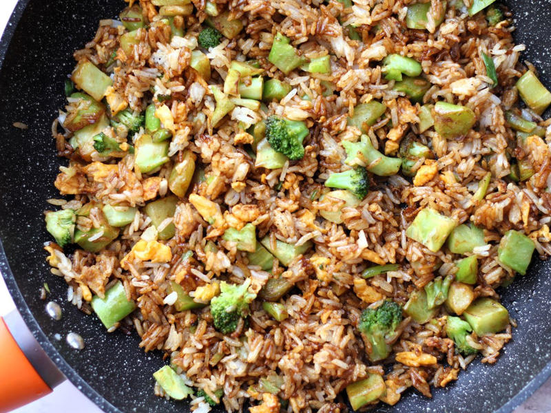 Monday: Broccoli and Rice Stir-Fry, Tuesday: Sweet and Sour Chicken Stir-Fry, Wednesday: Broccoli and Chicken Stir-Fry, Thursday: Ground Turkey Stir-Fry with Vegetables, Friday: Black Pepper Beef and Cabbage Stir-Fry, Saturday: Shrimp and Asparagus Stir-Fry, Sunday: Myra's Basil Chicken Stir-Fry