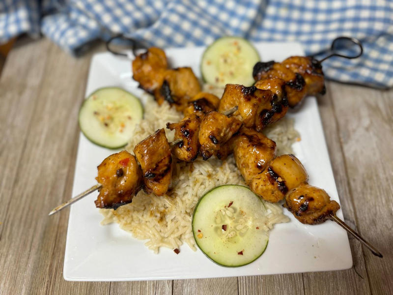 Bacon Ranch Chicken Skewers, City Chicken, Easy Chicken Satay, Shish Tawook Grilled Chicken, Chicken Souvlaki with Tzatziki Sauce, Chicken and Chorizo Skewers, Lemon Garlic Butter Chicken Spiedini, Turkish Chicken Kebabs, Grilled Chicken Teriyaki Skewers with Miso Ranch, Chicken Kabobs Mexicana, Rosemary Ranch Chicken Kabobs, Jamaican Jerk Chicken, Moroccan-Spiced Chicken Skewers, Pineapple Chicken Tenders, Bang Bang Chicken Skewers, Chili-Lime Chicken Kebabs, Slayer's Sweet, Tangy, and Spicy Kabobs, Yummy Honey Chicken Kabobs, Chicken on a Stick