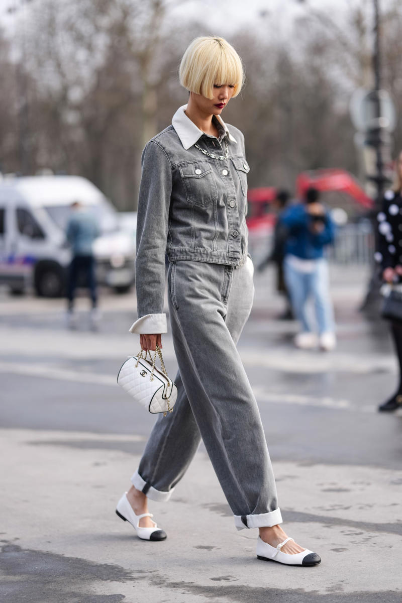 Boyfriend jeans and slingback flats, Straight-leg jeans and penny loafers, Puddle jeans and ballerina flats, Barrel jeans and Mary Janes, High-rise jeans and cap-toe flats