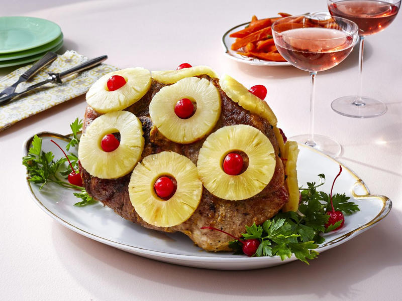 Lime Gelatin And Cottage Cheese Salad, Pineapple-Glazed Ham, Pear Salad, Coca-Cola Carrots, Herb-Crusted Roasted Leg of Lamb, Pineapple Casserole, Watergate Salad, Tee's Corn Pudding, Resurrection Rolls