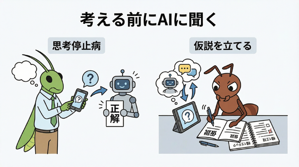 AIの出力をそのまま提出するなら、あなたの仕事は来年にはなくなる, AIを使いこなして俺つえーって感じるのはダニング・クルーガー効果, AIを使っているのに成長しない人は、「考える前に聞く」癖がついている, 泥臭い下積みをAIで全スキップすると、数年後に「後輩に何も教えられない先輩」になる, 企画の「決定」までAIに委ねるならあなたの仕事は単なる「AIのお世話係」になる, AIは「サボるための道具」ではなく「限界まで考え抜くための武器」