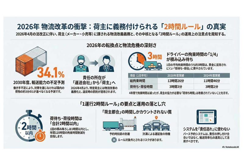 物流政策転換の局面, タイパ志向の広がり, 輸送力不足の深刻化, バース予約管理の仕組み, ルールの位置づけ, 制度のすき間発生要因, ルール順守と目的達成のずれ
