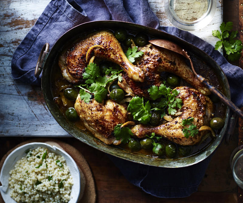 How to tell if your roast chicken is cooked,          Garlic butter roast chicken with heirloom tomatoes      ,          Best-ever air fryer roast chicken      ,          Roast chicken with cheesy green polenta      ,          Butterflied soy and ginger chicken      ,          Classic roast chicken with gravy      ,          Air fryer roast chicken with secret herbs and spices      ,          Chicken and artichoke pot roast      ,          French-style roast chicken      ,          Butterflied roast chicken with leek      ,          Roasted sumac chicken with baby vegetables      ,          Classic roast chicken      ,          Chicken in a pot      ,          Asian-style roast chicken      ,          Spanish-style roast chicken      ,          Cajun roast chicken with corn cream      ,          Moroccan roast chicken and cauliflower      ,          Tea brined roasted chicken      ,          Roast chicken with lemon and garlic      ,          Mustard roast chicken      ,          Paprika roast chicken with corn and polenta stuffing      ,          Roast chicken for two      ,          Roasted lemon thyme chicken      ,          Roast chicken with 40 cloves of garlic      ,          Tarragon roast chicken with crispy potatoes      ,          Garlic and oregano roast chicken      ,          Roast chicken with garlic potatoes and rosemary      ,          Lemon thyme and chilli roast chicken      ,          Roast chicken with broad beans and lemon      , Sides for your roast chicken dinner