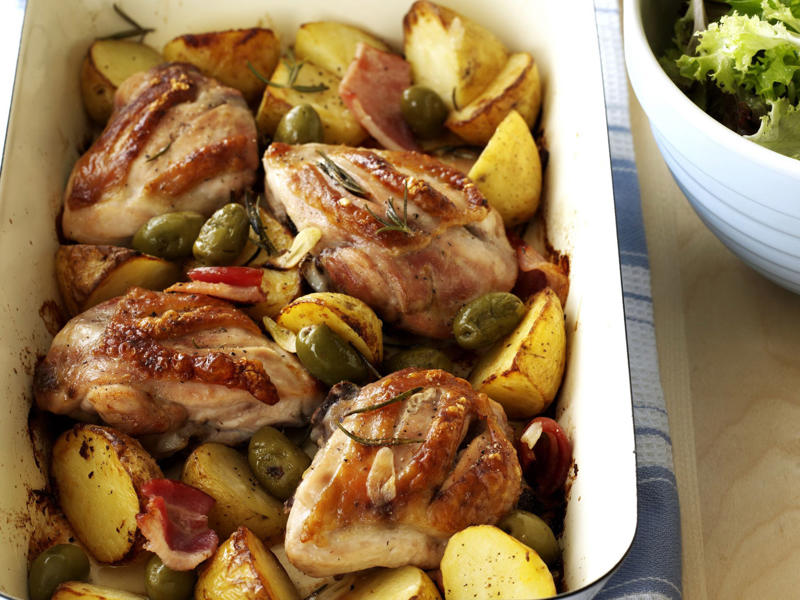 How to tell if your roast chicken is cooked,          Garlic butter roast chicken with heirloom tomatoes      ,          Best-ever air fryer roast chicken      ,          Roast chicken with cheesy green polenta      ,          Butterflied soy and ginger chicken      ,          Classic roast chicken with gravy      ,          Air fryer roast chicken with secret herbs and spices      ,          Chicken and artichoke pot roast      ,          French-style roast chicken      ,          Butterflied roast chicken with leek      ,          Roasted sumac chicken with baby vegetables      ,          Classic roast chicken      ,          Chicken in a pot      ,          Asian-style roast chicken      ,          Spanish-style roast chicken      ,          Cajun roast chicken with corn cream      ,          Moroccan roast chicken and cauliflower      ,          Tea brined roasted chicken      ,          Roast chicken with lemon and garlic      ,          Mustard roast chicken      ,          Paprika roast chicken with corn and polenta stuffing      ,          Roast chicken for two      ,          Roasted lemon thyme chicken      ,          Roast chicken with 40 cloves of garlic      ,          Tarragon roast chicken with crispy potatoes      ,          Garlic and oregano roast chicken      ,          Roast chicken with garlic potatoes and rosemary      ,          Lemon thyme and chilli roast chicken      ,          Roast chicken with broad beans and lemon      , Sides for your roast chicken dinner