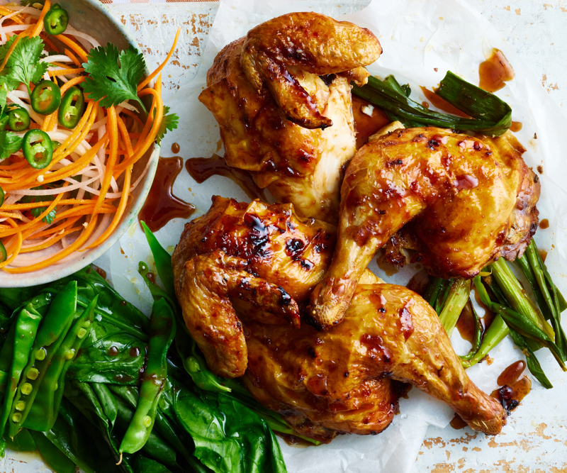 How to tell if your roast chicken is cooked,          Garlic butter roast chicken with heirloom tomatoes      ,          Best-ever air fryer roast chicken      ,          Roast chicken with cheesy green polenta      ,          Butterflied soy and ginger chicken      ,          Classic roast chicken with gravy      ,          Air fryer roast chicken with secret herbs and spices      ,          Chicken and artichoke pot roast      ,          French-style roast chicken      ,          Butterflied roast chicken with leek      ,          Roasted sumac chicken with baby vegetables      ,          Classic roast chicken      ,          Chicken in a pot      ,          Asian-style roast chicken      ,          Spanish-style roast chicken      ,          Cajun roast chicken with corn cream      ,          Moroccan roast chicken and cauliflower      ,          Tea brined roasted chicken      ,          Roast chicken with lemon and garlic      ,          Mustard roast chicken      ,          Paprika roast chicken with corn and polenta stuffing      ,          Roast chicken for two      ,          Roasted lemon thyme chicken      ,          Roast chicken with 40 cloves of garlic      ,          Tarragon roast chicken with crispy potatoes      ,          Garlic and oregano roast chicken      ,          Roast chicken with garlic potatoes and rosemary      ,          Lemon thyme and chilli roast chicken      ,          Roast chicken with broad beans and lemon      , Sides for your roast chicken dinner