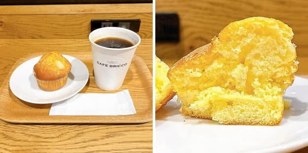 カインズで、マフィンがおいしいカフェを見つけました！, ホームセンターとは思えない、おしゃれなカフェ空間です！, コスパが高い、モーニングセットをいただきます！, 手作り感たっぷりの、ふわふわマフィンでした！, 香り高いコーヒーとマフィンは相性ばつぐん！, マフィンは単品でもセットでも購入可能です！, 穴場のカフェを発見した気分です！, コーヒーがお好きなら、シャトレーゼの「深煎り珈琲ゼリー入りカフェラテバー6本入」もおすすめです。, カフェラテアイスには、細かなコーヒーゼリーが練り込まれています。
