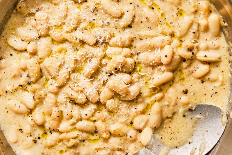 One-Pan Ravioli With Sausage, 3-Ingredient Baked Barbecue Chicken, My Dad's Fried Noodles, Rice Carbonara, Sheet Pan Salmon With Asparagus, Sausage White Bean Soup, Brown Butter Cacio e Pepe, Cheesy Baked Tacos, 5-Ingredient Curried Potatoes with Spinach, 3-Ingredient Cajun Alfredo Pasta, Turkey Taco Bowls, Cacio e Pepe Creamy Beans, Garlic Butter Steak Bites, 15-Minute Wonton Soup, Dumpling Salad, One-Pot Caprese Orzo, Egg Roll in a Bowl, Chicken Enchilada Chili, Shrimp Pesto Pasta, Quick Peanut Chicken Noodles