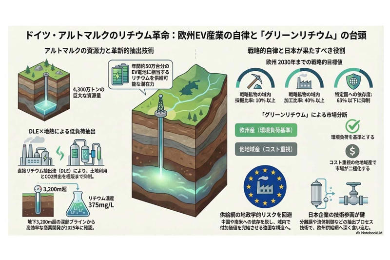 ドイツのリチウム発見, EV産業への影響, 技術と経済の課題, 技術で補う資源格差