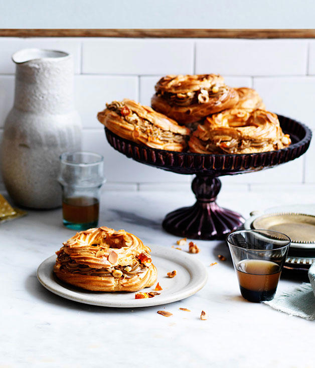      Saffron and sour-cherry brioche   ,      Paris Brest   ,      Italian Easter tart   ,      Lemon dream   ,      Baci   ,      Chocolate Manjari cake   