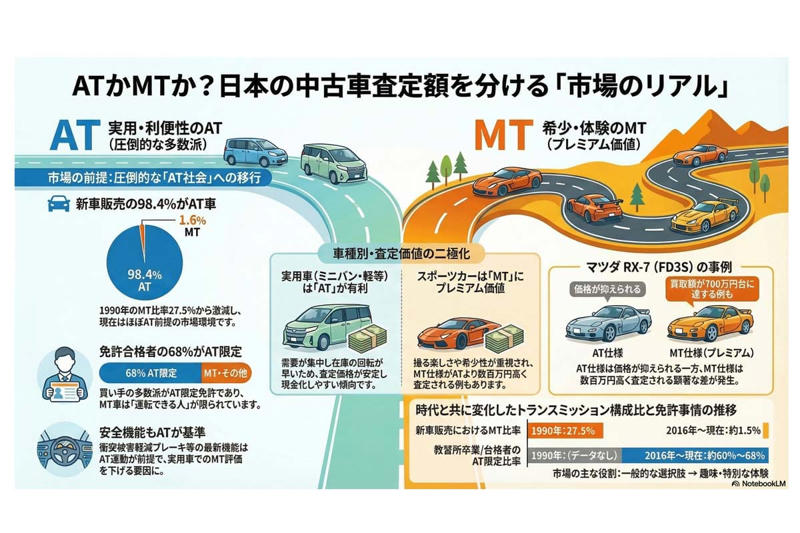 AT化が進んだ構造, AT中心の購買層, 需要集中と在庫回転, 体験価値による価格形成, 用途別でわかれる評価