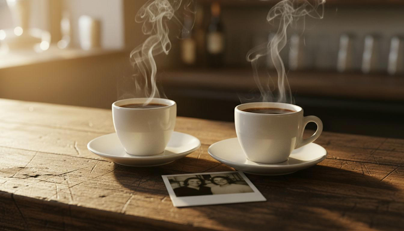 Coffee Kept the Thread How Coffee Sparked Their Love, Fast Forward To Marriage and a Small Wedding, A Storm, A Ship And Silence, A Brother, A Polaroid, And A New Start, First of Many, Growing Closer, Ride or Die, Humble Ceremony, On Board, Storm Clouds Gathering, Stormy Night, Clinging to Hope, In a Flash, Taking a Journey, Storm Brewing, Haunted Woman, Telling Her Story, Remembering Details, The Rescue, Two Decades of Rebuilding, Something’s Familiar, What She Does Best, Silent Astonishment, How Did He Know?, Telling the Truth, Reunited at Last, All Comes Back to Coffee, Honoring Her Past, Looking to the Future, Looking Back at It All, How Grief Lived On, Coffee Kept the Thread, Memory, Trauma and Time, Next Steps: Grief and Hope