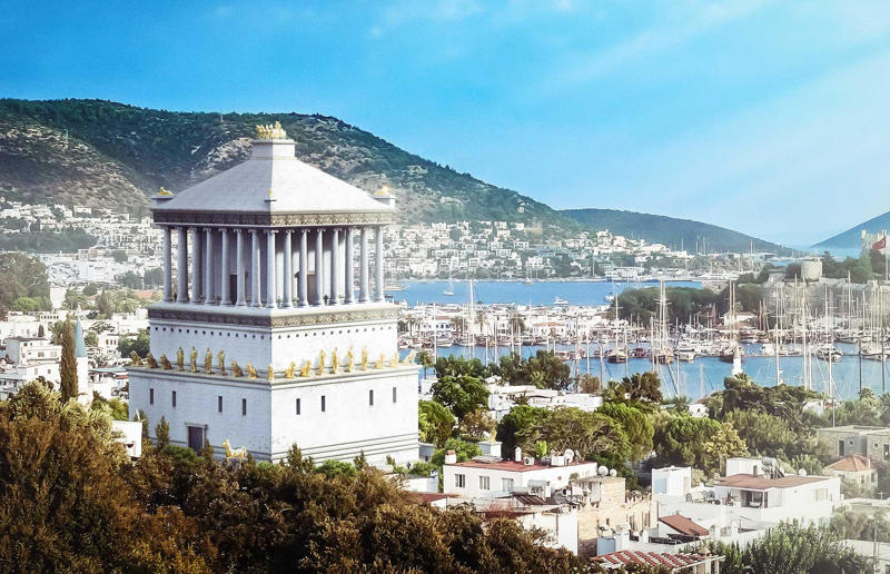 The reconstruction: Mausoleum at Halicarnassus, Turkey Ancient marvels brought back to life, The ruins: Temple of Artemis at Ephesus, Turkey, The reconstruction: Temple of Artemis at Ephesus, Turkey, The ruins: Lighthouse of Alexandria, Egypt, The reconstruction: Lighthouse of Alexandria, Egypt, The ruins: Hanging Gardens of Babylon, Iraq, The reconstruction: Hanging Gardens of Babylon, Iraq, The ruins: Great Pyramid of Giza, Egypt, The reconstruction: Great Pyramid of Giza, Egypt, The reconstruction: Mausoleum at Halicarnassus, Turkey, The ruins: Statue of Zeus at Olympia, Greece, The reconstruction: Statue of Zeus at Olympia, Greece, The ruins: Colossus of Rhodes, Greece