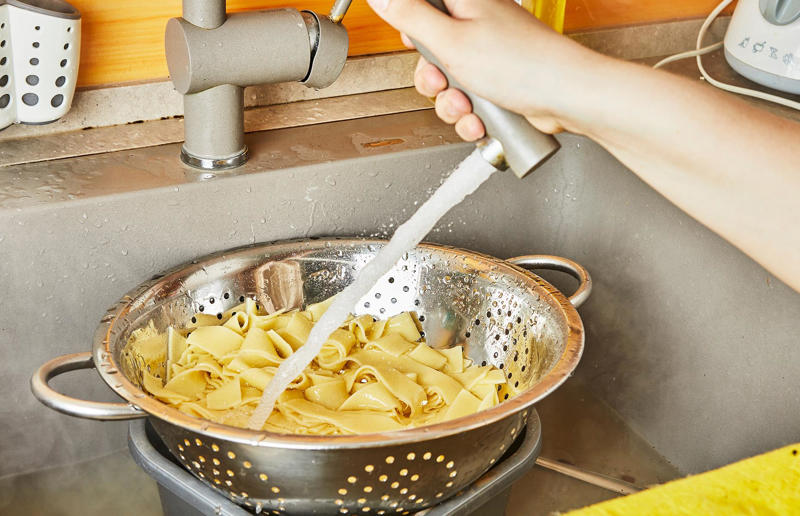 Forget about rinsing your pasta 37. Throwing out leftover pasta, 36. Struggling with pre-made cannelloni tubes, 35. Boiling dried pasta straight from the packet, 34. Flavouring your water, 33. Not considering your altitude, 32. Using the wrong flour, 31. Buying low-quality pasta, 30. Not kneading your pasta dough, 29. Allowing your dough to dry out, 28. Using eggs in all types of dough, 27. Using cold pasta in salads, 26. Neglecting to toss leftover pasta in oil, 25. Overcooking filled pasta, 24. Underfilling pasta, 23. Breaking spaghetti, 22. Reheating your pasta wrong, 21. Using cream when making carbonara, 20. Treating gluten-free pasta like regular pasta, 19. Using a spoon to twirl long pasta, 18. Always using a pasta maker, 17. Choosing the wrong pasta shapes, 16. Overlooking simple recipes, 15. Rinsing your pasta, 14. Throwing pasta at the wall, 13. Guessing how much pasta you need, 12. Using a pot that's too small, 11. Overcooking pasta, 10. Using a colander to strain pasta, 9. Pre-soaking lasagne sheets, 8. Not adding salt to pasta water, 7. Or adding too much salt, 6. Rushing your sauces, 5. Adding oil to pasta water, 4. Not testing your pasta before the cooking time is over, 3. Putting pasta in water that's not yet boiled, 2. Adding sauce to pasta, not the other way around