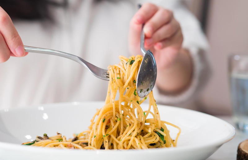 DON'T use a spoon to twirl long pasta 37. Throwing out leftover pasta, 36. Struggling with pre-made cannelloni tubes, 35. Boiling dried pasta straight from the packet, 34. Flavouring your water, 33. Not considering your altitude, 32. Using the wrong flour, 31. Buying low-quality pasta, 30. Not kneading your pasta dough, 29. Allowing your dough to dry out, 28. Using eggs in all types of dough, 27. Using cold pasta in salads, 26. Neglecting to toss leftover pasta in oil, 25. Overcooking filled pasta, 24. Underfilling pasta, 23. Breaking spaghetti, 22. Reheating your pasta wrong, 21. Using cream when making carbonara, 20. Treating gluten-free pasta like regular pasta, 19. Using a spoon to twirl long pasta, 18. Always using a pasta maker, 17. Choosing the wrong pasta shapes, 16. Overlooking simple recipes, 15. Rinsing your pasta, 14. Throwing pasta at the wall, 13. Guessing how much pasta you need, 12. Using a pot that's too small, 11. Overcooking pasta, 10. Using a colander to strain pasta, 9. Pre-soaking lasagne sheets, 8. Not adding salt to pasta water, 7. Or adding too much salt, 6. Rushing your sauces, 5. Adding oil to pasta water, 4. Not testing your pasta before the cooking time is over, 3. Putting pasta in water that's not yet boiled, 2. Adding sauce to pasta, not the other way around