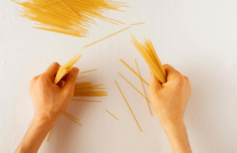 Don't break spaghetti 37. Throwing out leftover pasta, 36. Struggling with pre-made cannelloni tubes, 35. Boiling dried pasta straight from the packet, 34. Flavouring your water, 33. Not considering your altitude, 32. Using the wrong flour, 31. Buying low-quality pasta, 30. Not kneading your pasta dough, 29. Allowing your dough to dry out, 28. Using eggs in all types of dough, 27. Using cold pasta in salads, 26. Neglecting to toss leftover pasta in oil, 25. Overcooking filled pasta, 24. Underfilling pasta, 23. Breaking spaghetti, 22. Reheating your pasta wrong, 21. Using cream when making carbonara, 20. Treating gluten-free pasta like regular pasta, 19. Using a spoon to twirl long pasta, 18. Always using a pasta maker, 17. Choosing the wrong pasta shapes, 16. Overlooking simple recipes, 15. Rinsing your pasta, 14. Throwing pasta at the wall, 13. Guessing how much pasta you need, 12. Using a pot that's too small, 11. Overcooking pasta, 10. Using a colander to strain pasta, 9. Pre-soaking lasagne sheets, 8. Not adding salt to pasta water, 7. Or adding too much salt, 6. Rushing your sauces, 5. Adding oil to pasta water, 4. Not testing your pasta before the cooking time is over, 3. Putting pasta in water that's not yet boiled, 2. Adding sauce to pasta, not the other way around