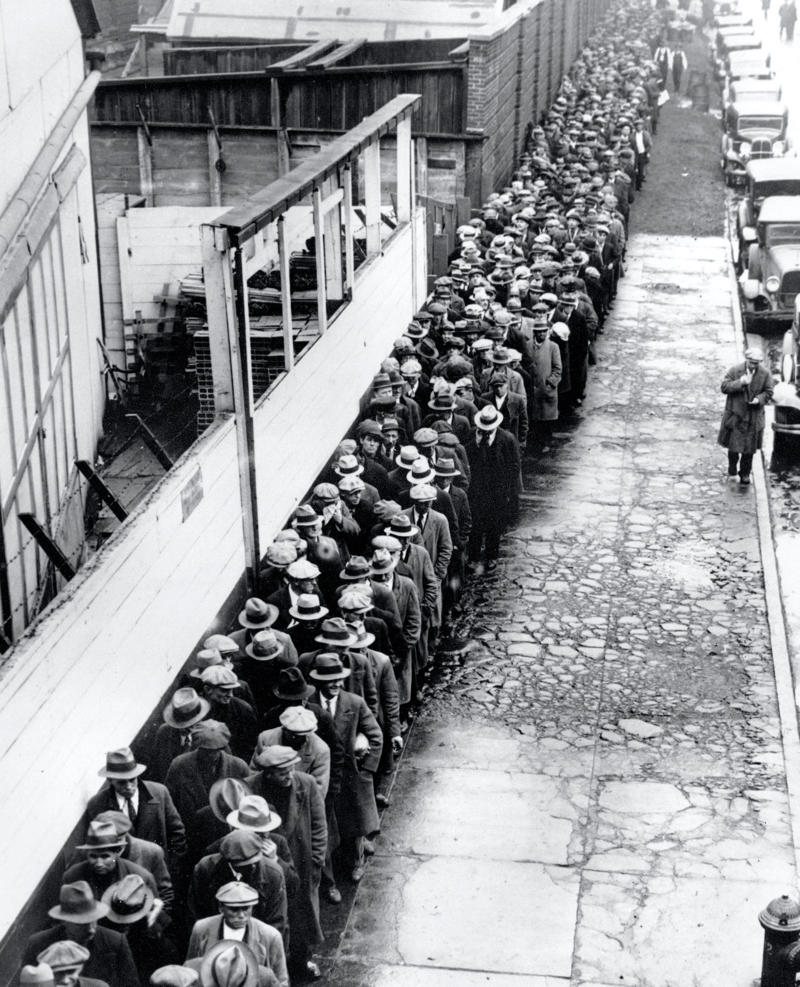 Food banks become commonplace, and lines for food ration programs and free meals exploded across the country. The Great Depression was the worst economic tragedy in American history., During the winters of 1932 and 1933, an estimated 1.2 million Americans were homeless., Food banks became commonplace., The Depression had a significant impact on the psychology of unemployed men., The Great Depression had lasting effects on the US.