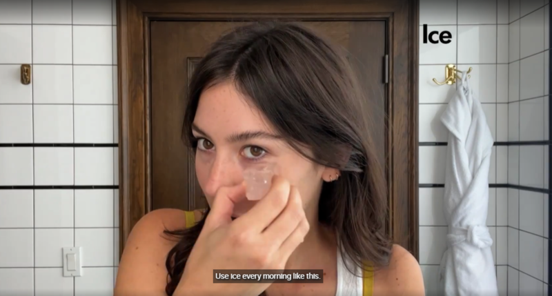 Ice, ice your face Celebs share their cutting edge skin-care tips with Vogue, Face masks galore!, Eye masks, Gentle cleansers, LED Lights, Serum recommendations, Ice, ice your face, Face rollers, Give yourself three compliments, Sunscreen everyday, Lip care, The honey tap, Billie Eilish is in love with Biba Los Angeles products, Microcurrent device, Eye Creams, Moisturizer!, Check out Vogue on YouTube for more in-depth videos