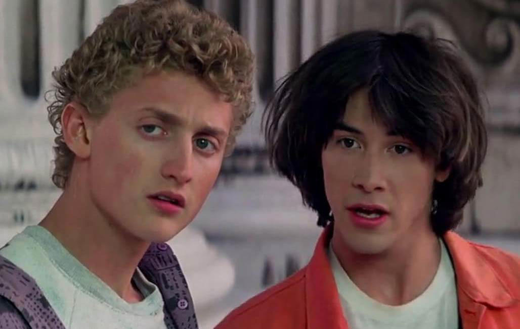 49. Bill and Ted's Excellent Adventure 60. Austin Powers: International Man of Mystery (1997), 59. Booksmart (2019), 58. Bill and Ted's Excellent Adventure (1989), 57. Planes, Trains and Automobiles (1987), 56. School of Rock, 55. The Blues Brothers, 54. Bridesmaids, 53. Talladega Nights: The Ballad of Ricky Bobby, 52. Office Space, 51. Billy Madison, 50. Tommy Boy, 49. The 40 Year Old Virgin, 48. Tootsie, 47. What We Do in the Shadows, 46. Wayne's World, 45. Deadpool, 44. Tropic Thunder, 43. Animal House, 42. The Hangover, 41. Hot Shots!, 40. Ferris Bueller's Day Off, 39. Zoolander, 38. High Fidelity, 37. Clerks, 36. Superbad, 35. Shaun of the Dead, 34. Happy Gilmore, 33. Knocked Up, 32. Meet the Parents, 31. Anchorman: The Legend of Ron Burgundy, 30. The Grand Budapest Hotel, 29. Hot Fuzz, 28. Airplane, 27. This Is Spinal Tap, 26. Borat, 25. The General, 24. There's Something About Mary, 23. The Apartment, 22. Top Secret!, 21. The Great Dictator, 20. Coming to America, 19. The Producers, 18. Manhattan, 17. Juno, 16. Young Frankenstein, 15. In Bruges, 14. Some Like It Hot, 13. Trading Places, 12. Modern Times, 11. Blazing Saddles, 10. Dumb and Dumber, 09. Midnight Run, 08. The Naked Gun, 07. Dr. Strangelove or: How I Learned to Stop Worrying and Love the Bomb, 06. Annie Hall, 05. Life of Brian, 04. Groundhog Day, 03. Ghostbusters, 02. The Big Lebowski, 01. Monty Python and the Holy Grail