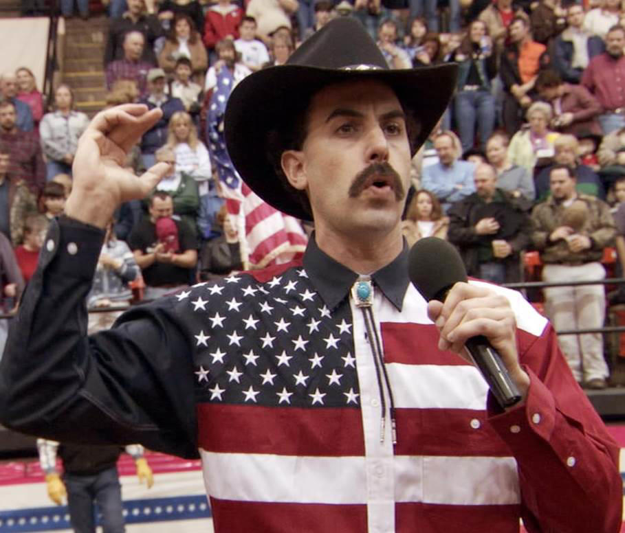 20. Borat 60. Austin Powers: International Man of Mystery (1997), 59. Booksmart (2019), 58. Bill and Ted's Excellent Adventure (1989), 57. Planes, Trains and Automobiles (1987), 56. School of Rock, 55. The Blues Brothers, 54. Bridesmaids, 53. Talladega Nights: The Ballad of Ricky Bobby, 52. Office Space, 51. Billy Madison, 50. Tommy Boy, 49. The 40 Year Old Virgin, 48. Tootsie, 47. What We Do in the Shadows, 46. Wayne's World, 45. Deadpool, 44. Tropic Thunder, 43. Animal House, 42. The Hangover, 41. Hot Shots!, 40. Ferris Bueller's Day Off, 39. Zoolander, 38. High Fidelity, 37. Clerks, 36. Superbad, 35. Shaun of the Dead, 34. Happy Gilmore, 33. Knocked Up, 32. Meet the Parents, 31. Anchorman: The Legend of Ron Burgundy, 30. The Grand Budapest Hotel, 29. Hot Fuzz, 28. Airplane, 27. This Is Spinal Tap, 26. Borat, 25. The General, 24. There's Something About Mary, 23. The Apartment, 22. Top Secret!, 21. The Great Dictator, 20. Coming to America, 19. The Producers, 18. Manhattan, 17. Juno, 16. Young Frankenstein, 15. In Bruges, 14. Some Like It Hot, 13. Trading Places, 12. Modern Times, 11. Blazing Saddles, 10. Dumb and Dumber, 09. Midnight Run, 08. The Naked Gun, 07. Dr. Strangelove or: How I Learned to Stop Worrying and Love the Bomb, 06. Annie Hall, 05. Life of Brian, 04. Groundhog Day, 03. Ghostbusters, 02. The Big Lebowski, 01. Monty Python and the Holy Grail