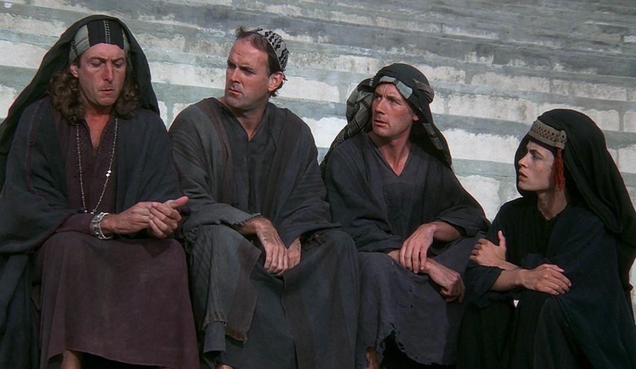 05. Life of Brian 60. Austin Powers: International Man of Mystery (1997), 59. Booksmart (2019), 58. Bill and Ted's Excellent Adventure (1989), 57. Planes, Trains and Automobiles (1987), 56. School of Rock, 55. The Blues Brothers, 54. Bridesmaids, 53. Talladega Nights: The Ballad of Ricky Bobby, 52. Office Space, 51. Billy Madison, 50. Tommy Boy, 49. The 40 Year Old Virgin, 48. Tootsie, 47. What We Do in the Shadows, 46. Wayne's World, 45. Deadpool, 44. Tropic Thunder, 43. Animal House, 42. The Hangover, 41. Hot Shots!, 40. Ferris Bueller's Day Off, 39. Zoolander, 38. High Fidelity, 37. Clerks, 36. Superbad, 35. Shaun of the Dead, 34. Happy Gilmore, 33. Knocked Up, 32. Meet the Parents, 31. Anchorman: The Legend of Ron Burgundy, 30. The Grand Budapest Hotel, 29. Hot Fuzz, 28. Airplane, 27. This Is Spinal Tap, 26. Borat, 25. The General, 24. There's Something About Mary, 23. The Apartment, 22. Top Secret!, 21. The Great Dictator, 20. Coming to America, 19. The Producers, 18. Manhattan, 17. Juno, 16. Young Frankenstein, 15. In Bruges, 14. Some Like It Hot, 13. Trading Places, 12. Modern Times, 11. Blazing Saddles, 10. Dumb and Dumber, 09. Midnight Run, 08. The Naked Gun, 07. Dr. Strangelove or: How I Learned to Stop Worrying and Love the Bomb, 06. Annie Hall, 05. Life of Brian, 04. Groundhog Day, 03. Ghostbusters, 02. The Big Lebowski, 01. Monty Python and the Holy Grail