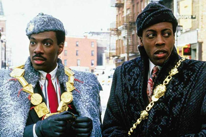 16. Coming to America 60. Austin Powers: International Man of Mystery (1997), 59. Booksmart (2019), 58. Bill and Ted's Excellent Adventure (1989), 57. Planes, Trains and Automobiles (1987), 56. School of Rock, 55. The Blues Brothers, 54. Bridesmaids, 53. Talladega Nights: The Ballad of Ricky Bobby, 52. Office Space, 51. Billy Madison, 50. Tommy Boy, 49. The 40 Year Old Virgin, 48. Tootsie, 47. What We Do in the Shadows, 46. Wayne's World, 45. Deadpool, 44. Tropic Thunder, 43. Animal House, 42. The Hangover, 41. Hot Shots!, 40. Ferris Bueller's Day Off, 39. Zoolander, 38. High Fidelity, 37. Clerks, 36. Superbad, 35. Shaun of the Dead, 34. Happy Gilmore, 33. Knocked Up, 32. Meet the Parents, 31. Anchorman: The Legend of Ron Burgundy, 30. The Grand Budapest Hotel, 29. Hot Fuzz, 28. Airplane, 27. This Is Spinal Tap, 26. Borat, 25. The General, 24. There's Something About Mary, 23. The Apartment, 22. Top Secret!, 21. The Great Dictator, 20. Coming to America, 19. The Producers, 18. Manhattan, 17. Juno, 16. Young Frankenstein, 15. In Bruges, 14. Some Like It Hot, 13. Trading Places, 12. Modern Times, 11. Blazing Saddles, 10. Dumb and Dumber, 09. Midnight Run, 08. The Naked Gun, 07. Dr. Strangelove or: How I Learned to Stop Worrying and Love the Bomb, 06. Annie Hall, 05. Life of Brian, 04. Groundhog Day, 03. Ghostbusters, 02. The Big Lebowski, 01. Monty Python and the Holy Grail