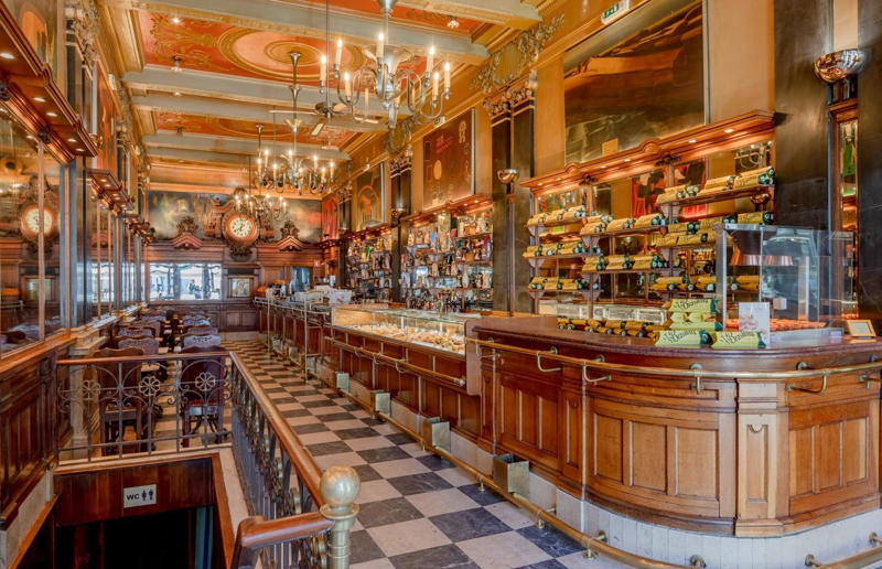 38. Groundwork, Los Angeles, California, USA, 37. Bewley's, Dublin, Republic of Ireland, 36. The Apothecary, Rye, England, UK, 35. Konditorei Buchwald, Berlin, Germany, 34. Balzac's, Toronto, Ontario, Canada, 33. El Fishawy, Cairo, Egypt, 32. Tsuen Tea House, Kyoto, Japan, 31. A Brasileira do Chiado, Lisbon, Portugal, 30. Café Hafa, Tangier, Morocco, 29. Café De Tacuba, Mexico City, Mexico, 28. Pierre Loti Café, Istanbul, Turkey, 27. Confiserie Schiesser, Basel, Switzerland, 26. Café Gerbeaud, Budapest, Hungary, 25. Huxinting Teahouse, Shanghai, China, 24. Café Imperial, Prague, Czechia, 23. Bettys Café Tea Rooms, Harrogate, England, UK, 22. Café Tortoni, Buenos Aires, Argentina, 21. Angélina, Paris, France, 20. Baratti &amp; Milano, Turin, Italy, 19. Sally Lunn’s, Bath, England, UK, 18. Estate Vaucluse House, Sydney, New South Wales, Australia, 17. Els Quatre Gats, Barcelona, Spain, 16. Antico Caffè Greco, Rome, Italy, 15. Caffè Florian, Venice, Italy, 14. Café Américain, Amsterdam, Netherlands, 13. Chocolatería San Ginés, Madrid, 12. Café Tomaselli, Salzburg, Austria, 11. Gran Caffè Gambrinus, Naples, Italy, 10. Café de Flore, Paris, France, 9. Pastéis de Belém, Lisbon, Portugal, 8. Crew Collective &amp; Café, Montreal, Québec, Canada, 7. Confeitaria Colombo, Rio de Janeiro, Brazil, 6. The Wolseley, London, England, UK, 5. The Russian Tea Room, New York City, New York, USA, 4. Café Central, Vienna, Austria, 3. Majestic Café, Porto, Portugal, 2. Café de la Paix, Paris, France