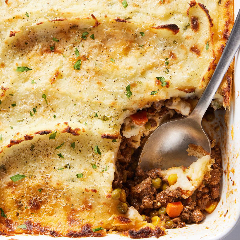 Hot Cross Buns, Scalloped Potatoes &amp; Ham, Brown Sugar Pineapple Ham, Carrot Cake, Corn Casserole, Pineapple Upside-Down Cake, Potatoes Au Gratin, Rhubarb Pie, Pastitsio, Shepherd's Pie, Lemon Meringue Pie, Green Bean Casserole