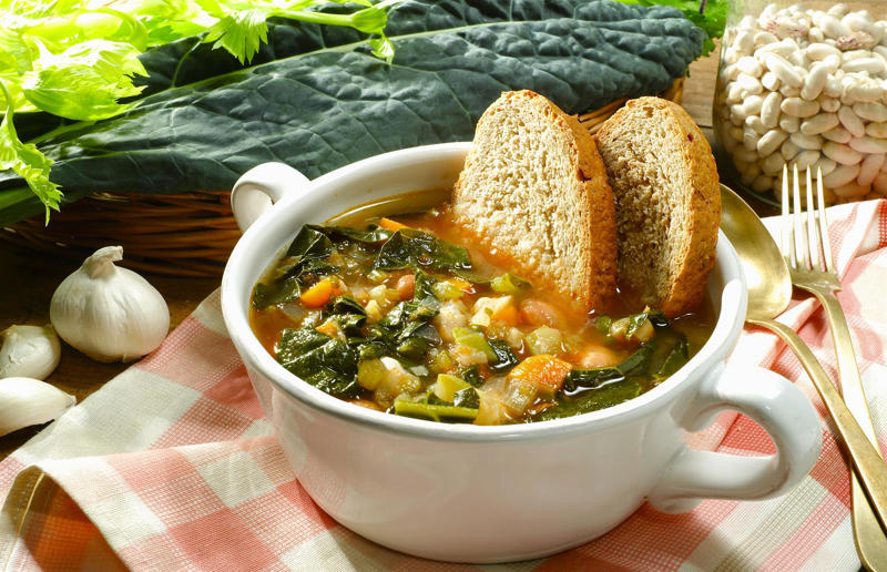 Get familiar with ribollita Budget-friendly brilliance, Adopt the cucina povera mindset, Buy the best ingredients, Embrace simplicity, Never throw bread away, We repeat – never throw bread away, Stock your store cupboard, Savour your Parmesan, Make your own pasta mista, Try frittata di spaghetti, Turn leftover risotto into arancini, Grow your own, Turn vegetable scraps into pesto, Make good use of your pesto, Prepare a pan of minestrone, Get familiar with ribollita, Become a convert to sottaceti, Make your own giardiniera, Marinate your vegetables, Put your Bolognese to work, Transform cheese rinds into frico, Celebrate meat on the second day