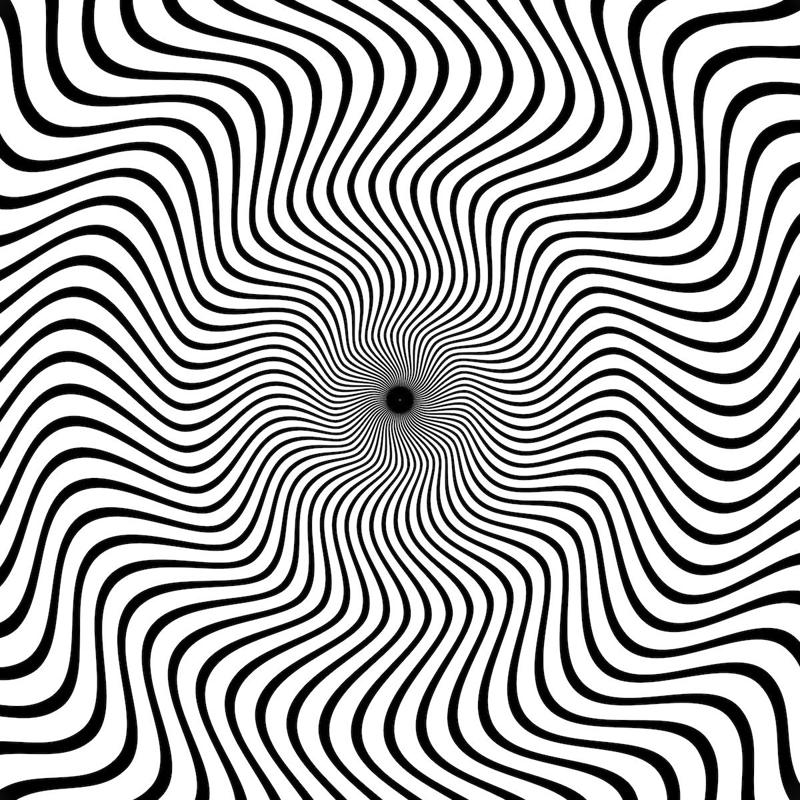 Do you see the pulsing black circles? It doesn’t stop turning!, Is the ball rolling, or is the floor moving?, These waves make me feel sick!, Do you see the pulsing black circles?, Look just outside the image., Can you focus on a gray dot?, Is this an image of vases, or two people in conversation?, Look at the image upside down—you’ll see!, Our brains just don’t like this one., Is this black shape growing larger?, Is this image 2 D or 3 D?, These lines never meet!, These stairs—how do they work?, Do you feel like you’re being watched?, Who is on the bottom? Who is on the top?, You think this is a normal fork? Look again!, Which of these orange circles is the largest? Neither one!, Yes—these circles are perfectly round!, Be careful not to fall in! Oh—this is a painting?